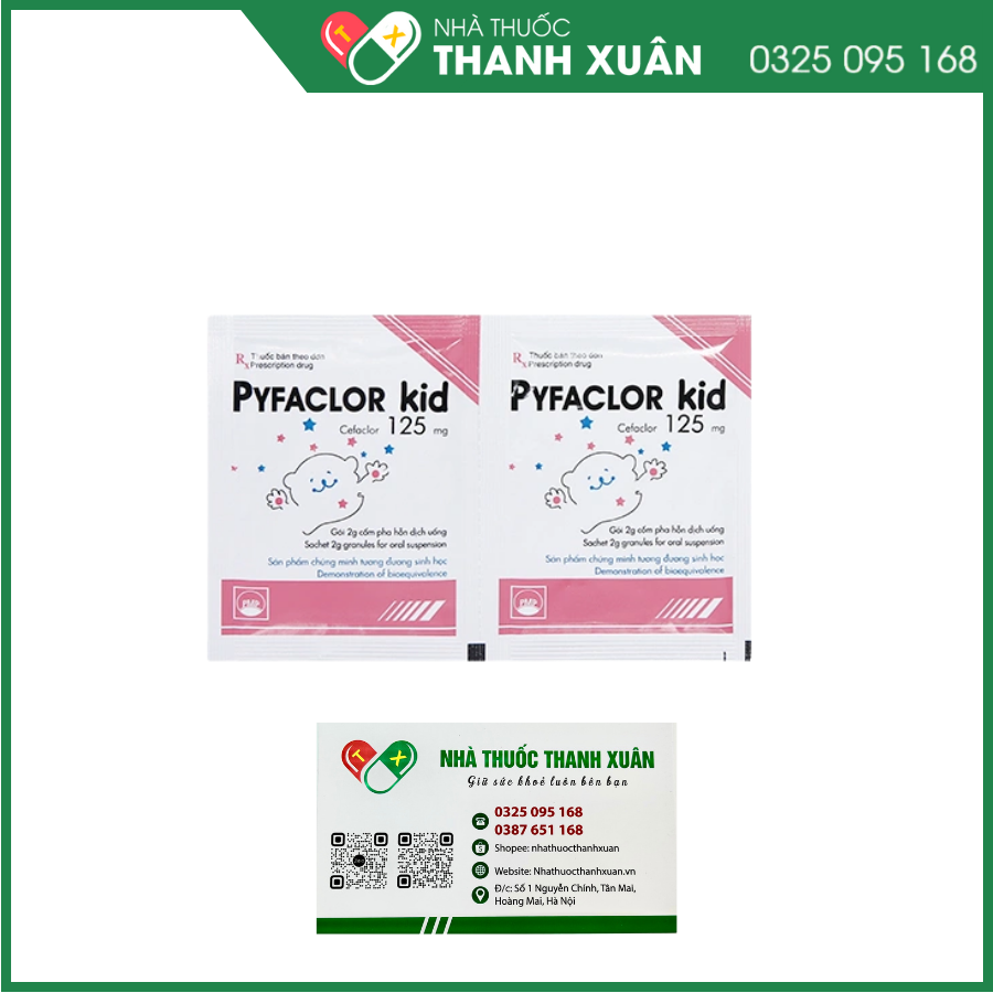 Cốm pha hỗn dịch uống Pyfaclor Kid 125mg trị nhiễm khuẩn